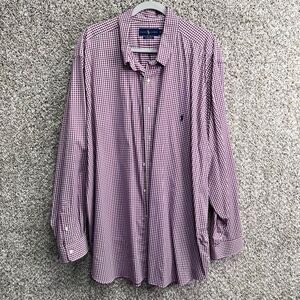 Ralph Lauren Shirt Men’s 3XB Performance Magenta Gingham Plaid Button Down
